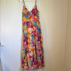 Tropical Floral Tiered Maxi Dress Summer Beach Vacation